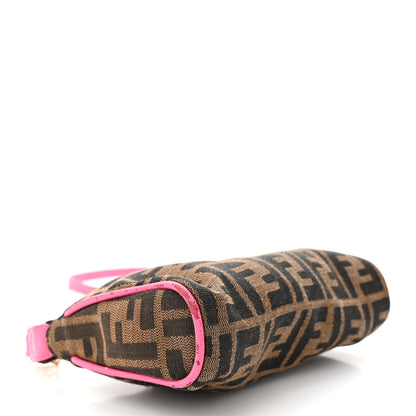 Fendi Zucca Vitello Elite Mini Pouch Crossbody Tobacco Fuxia 4 of 10