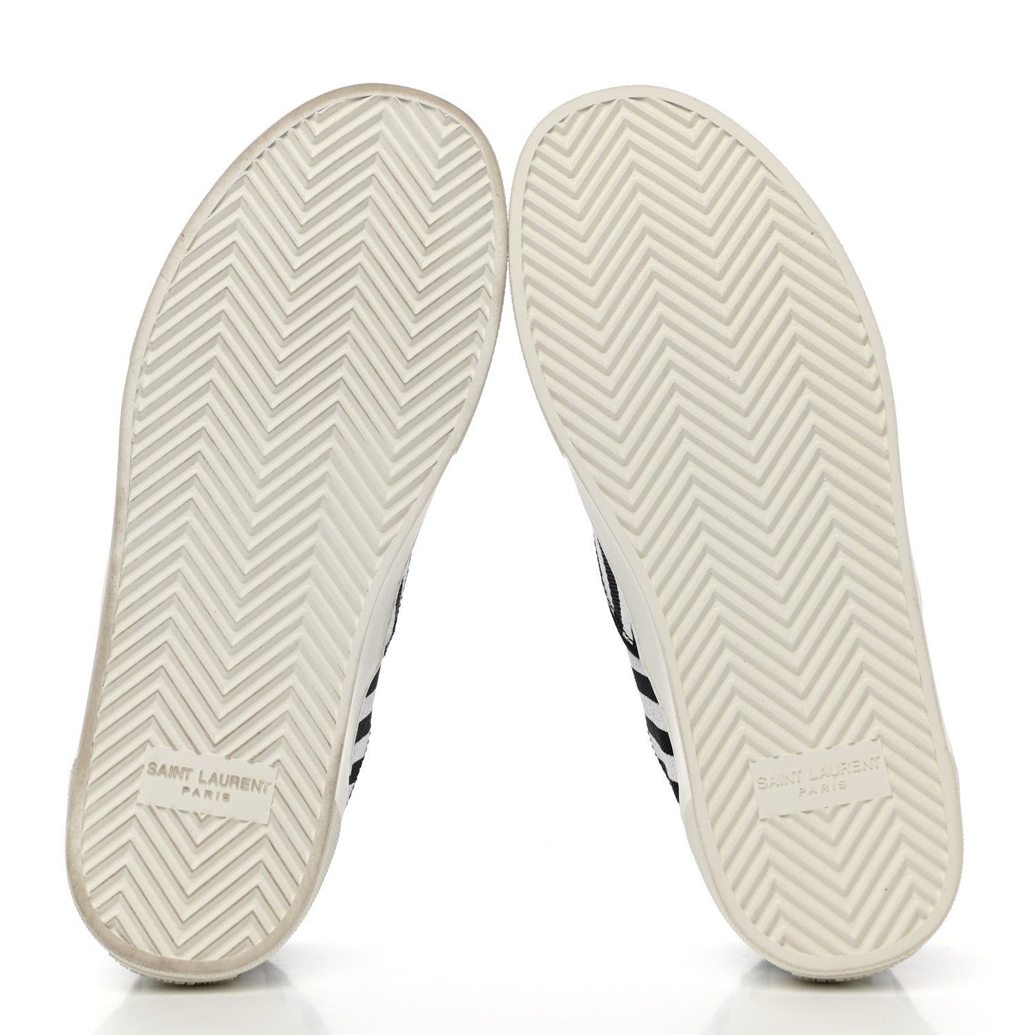 Saint Laurent Canvas Striped Venice Low Top Sneakers 37.5 Black White 5 of 9