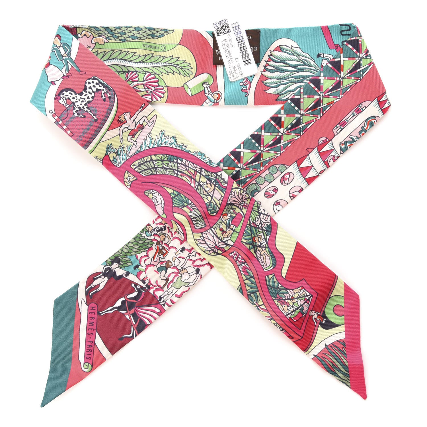 Hermes Silk Exposition Universelle Twilly Rose Vif Menthol 1 of 4