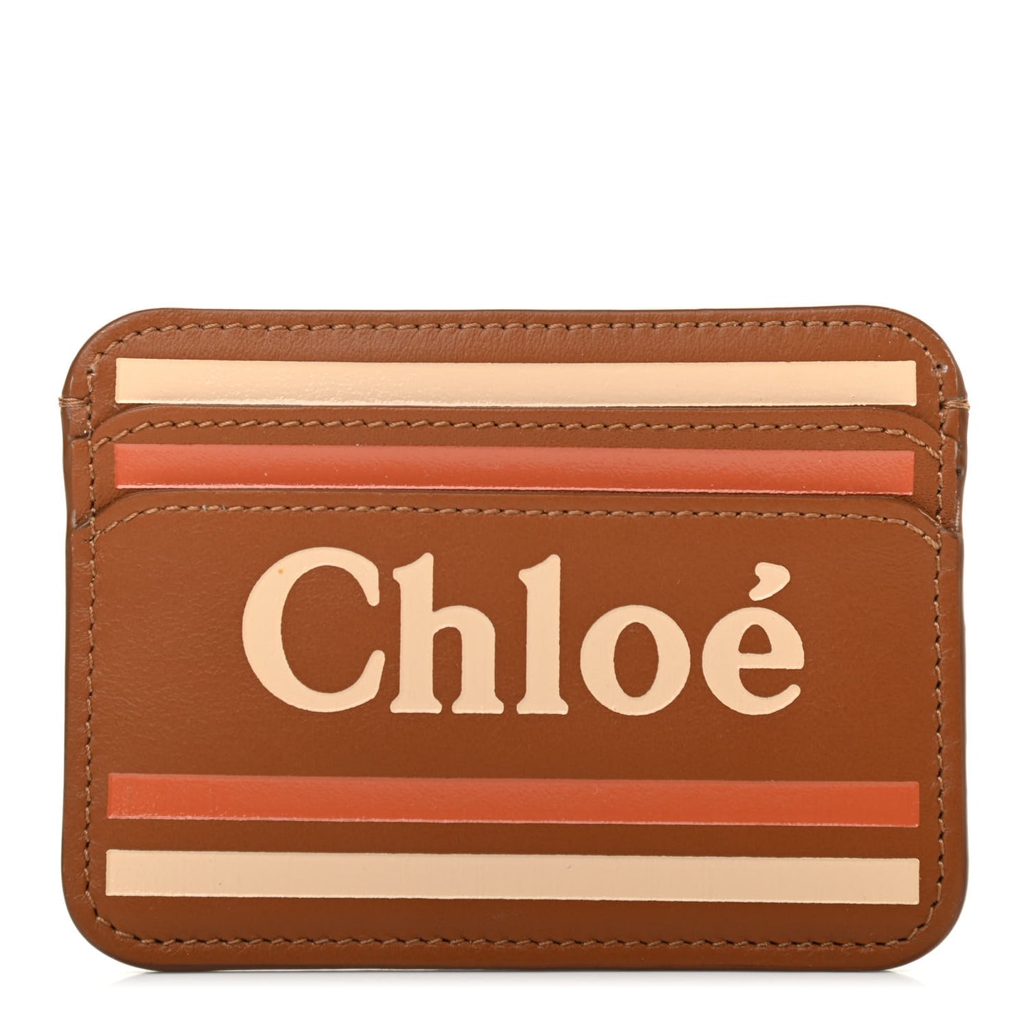 Smooth Calfskin Logo Vick Card Holder Caramel