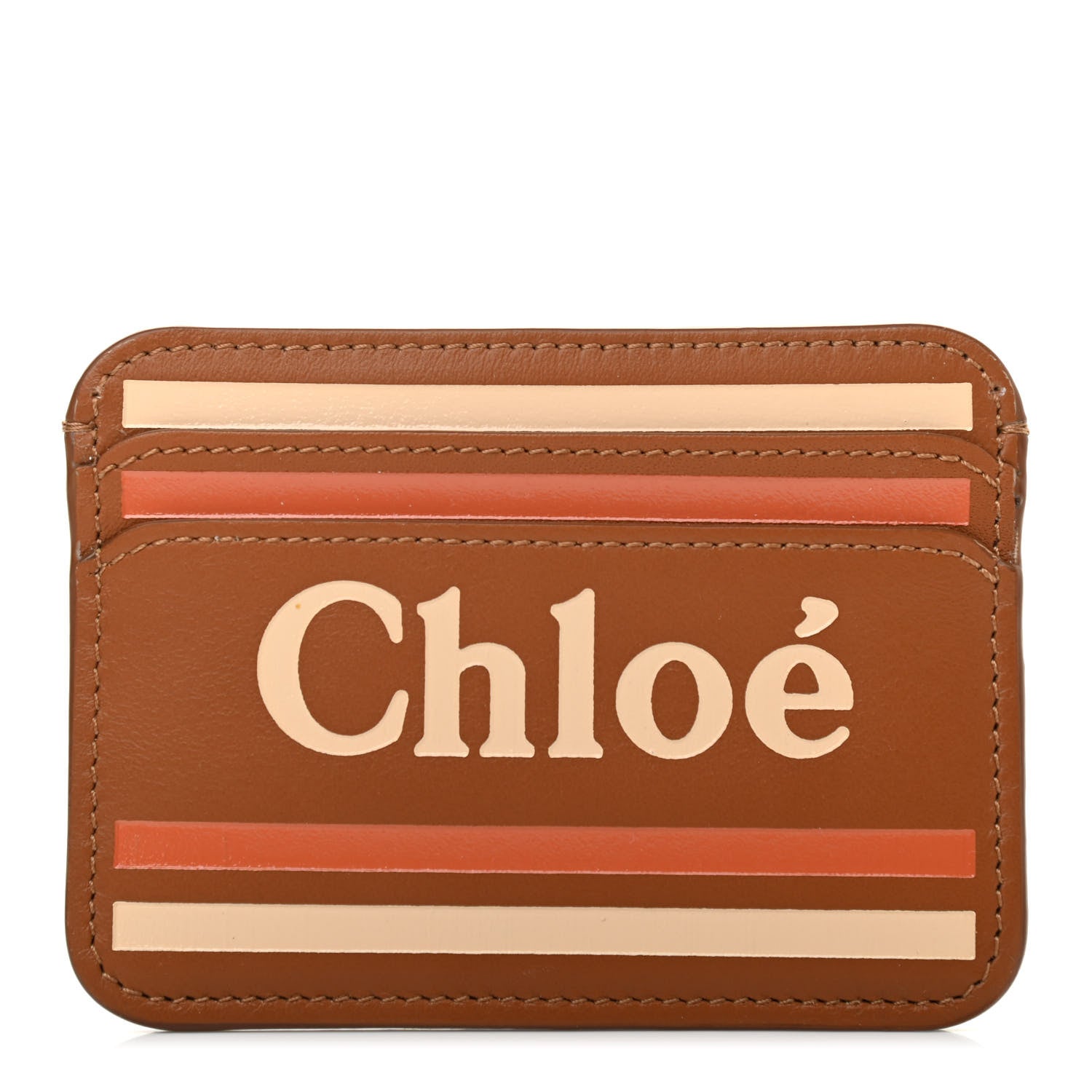 Chloe Smooth Calfskin Logo Vick Card Holder Caramel 1 of 7
