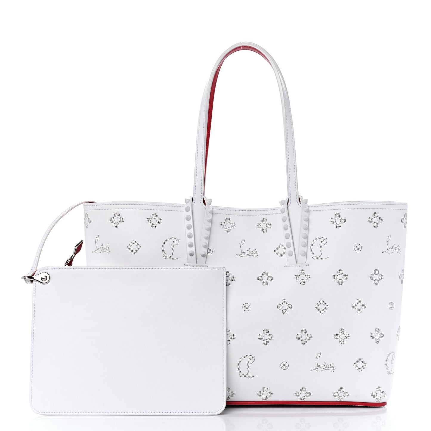 Calfskin Loubinthesky Mini East West Cabata Tote White