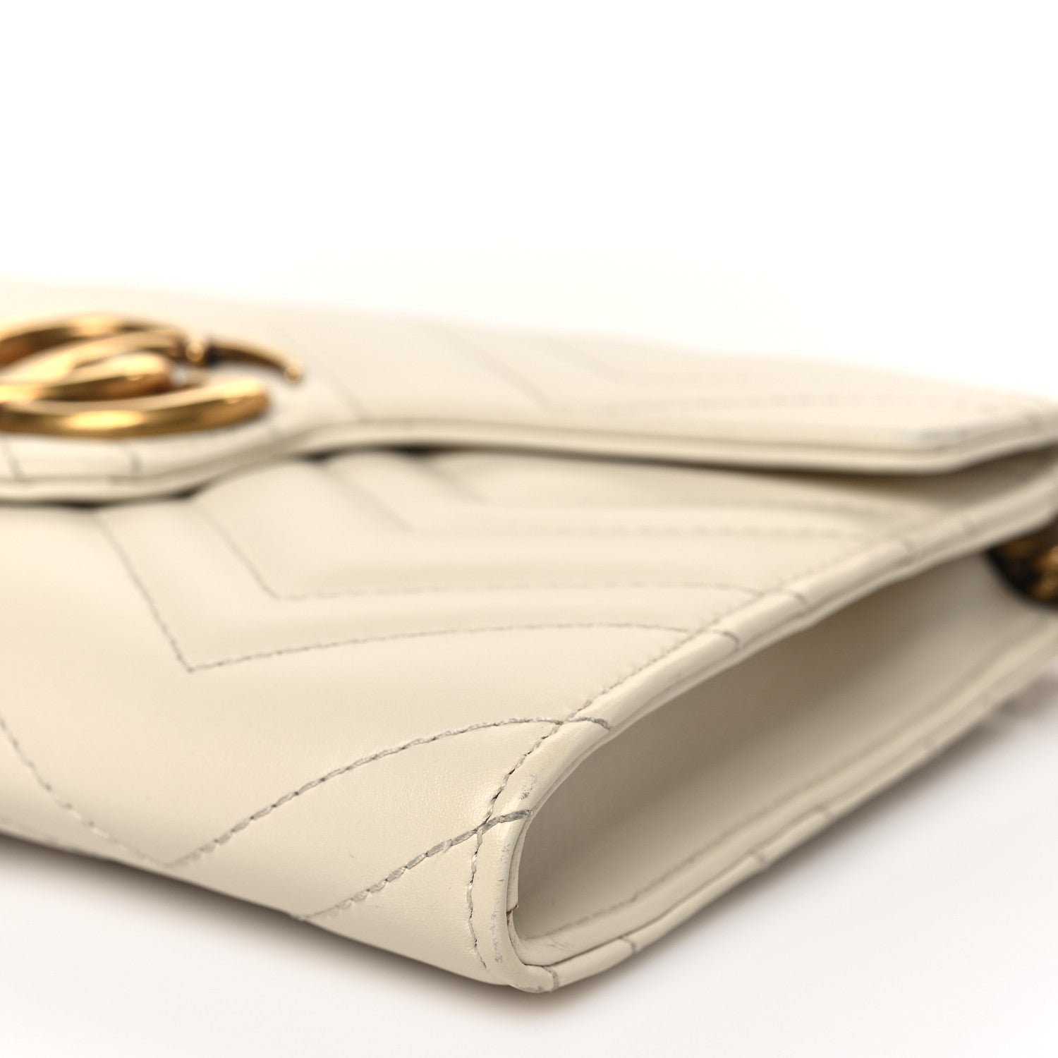 Gucci Calfskin Matelasse GG Marmont Chain Wallet Mystic White 9 of 9