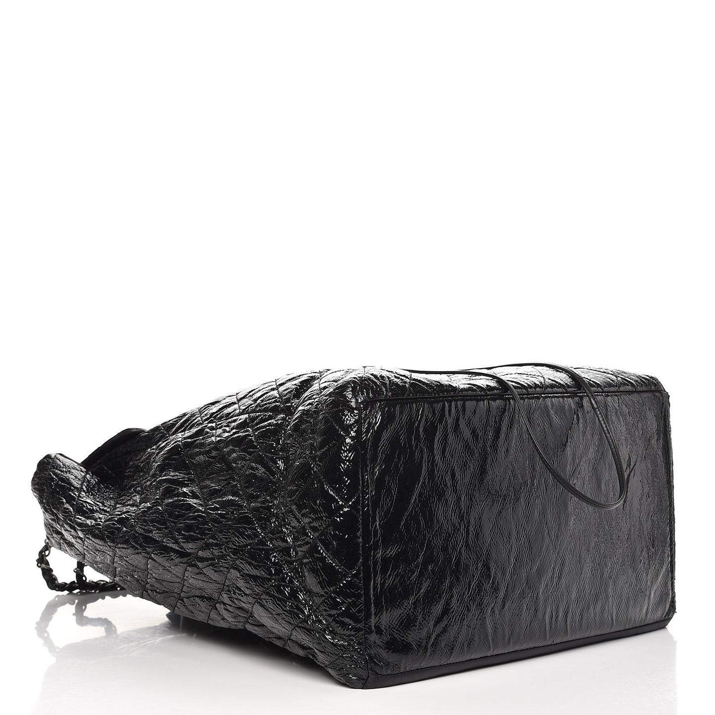 Distressed Patent Quilted Grocery By Shopping Trolley Black