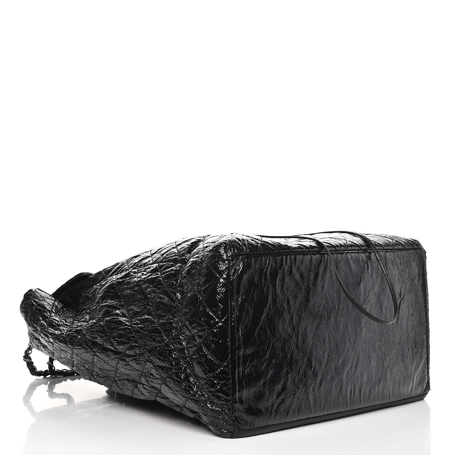 Chanel Distressed Patent Quilted Grocery By Shopping Trolley Black 4 of 7