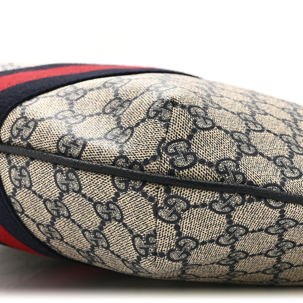 Gucci GG Supreme Monogram Textured Dollar Calfskin Web Small Ophidia Half Moon Hobo Beige Blue 11 of 11