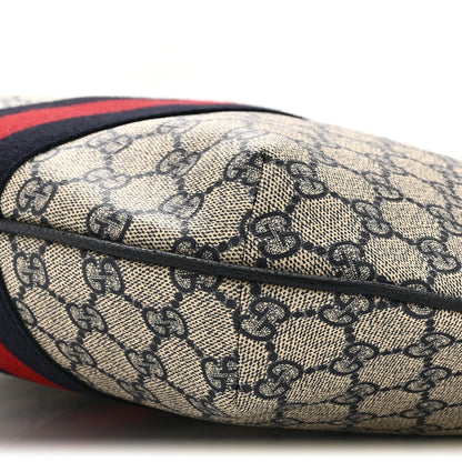Gucci GG Supreme Monogram Textured Dollar Calfskin Web Small Ophidia Half Moon Hobo Beige Blue 11 of 11