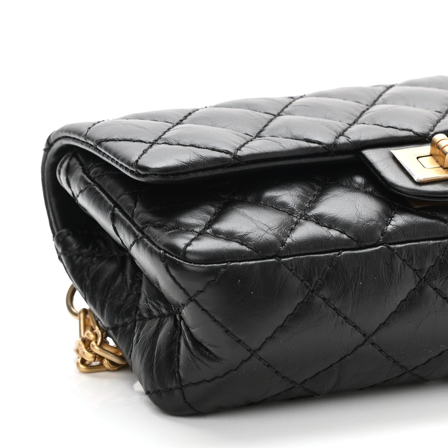 Aged Calfskin Quilted 2.55 Reissue Flap Belt Bag Clutch Black
