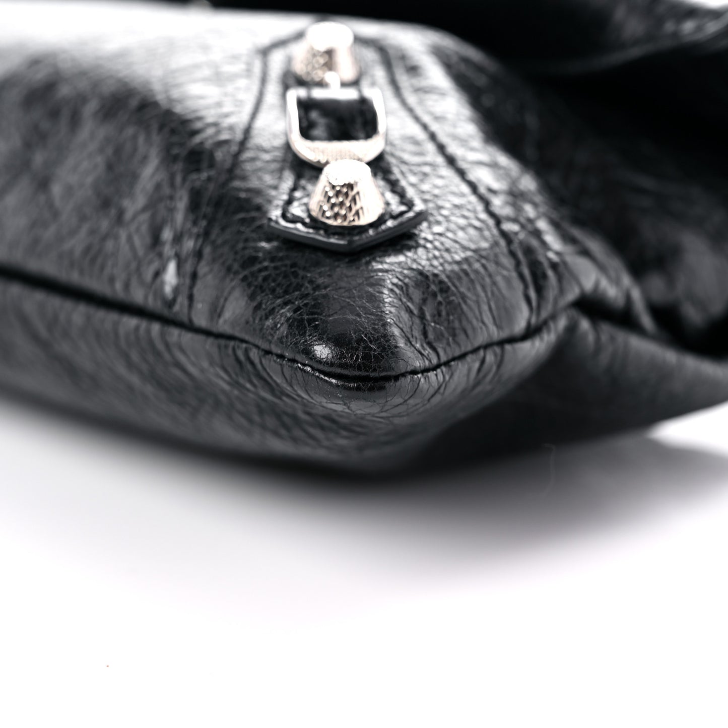 Agneau Giant 12 Silver Hardware Envelope Strap Clutch Black