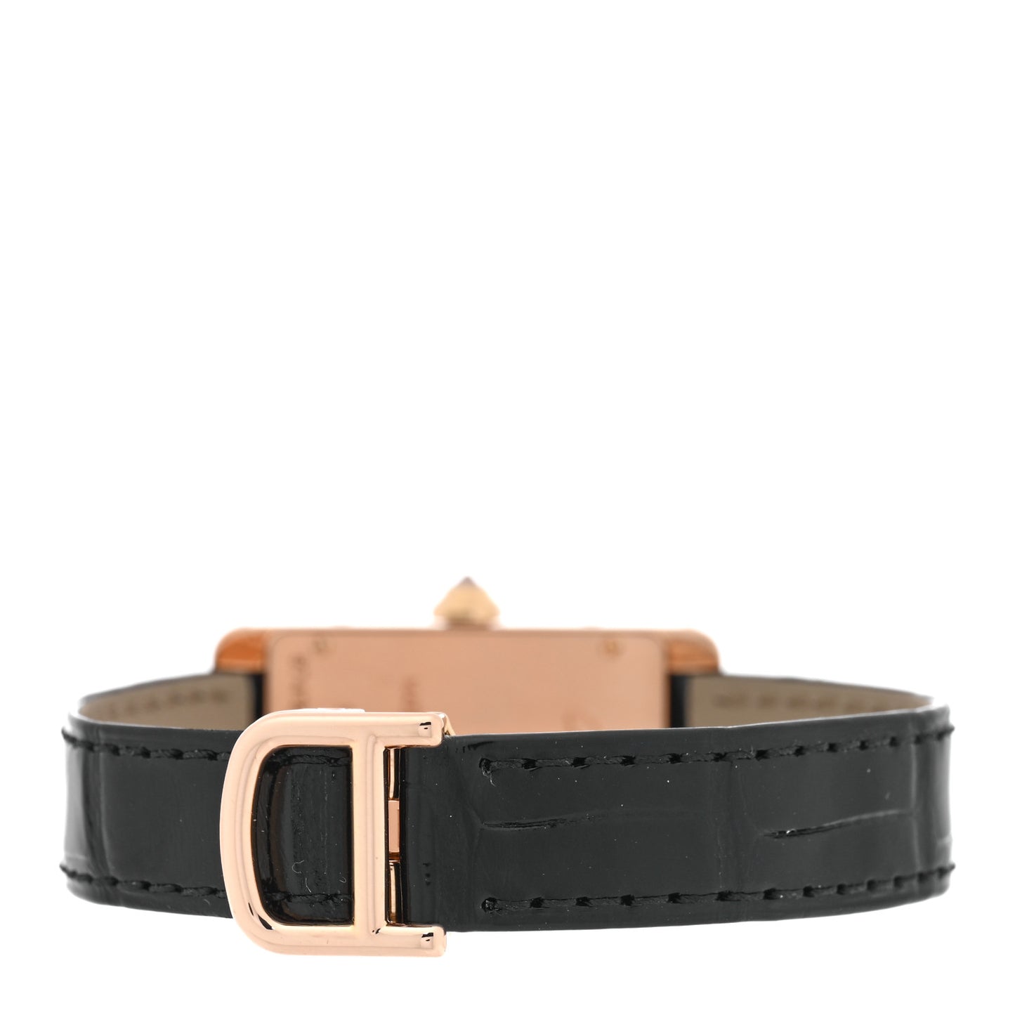 18K Pink Gold Alligator Diamond Bezel 19mm Tank Americaine Quartz Watch