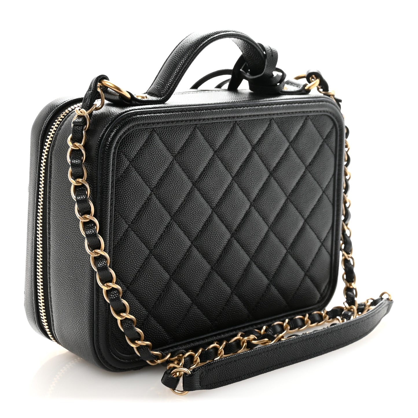 Caviar Quilted Medium CC Filigree Vanity Case Black