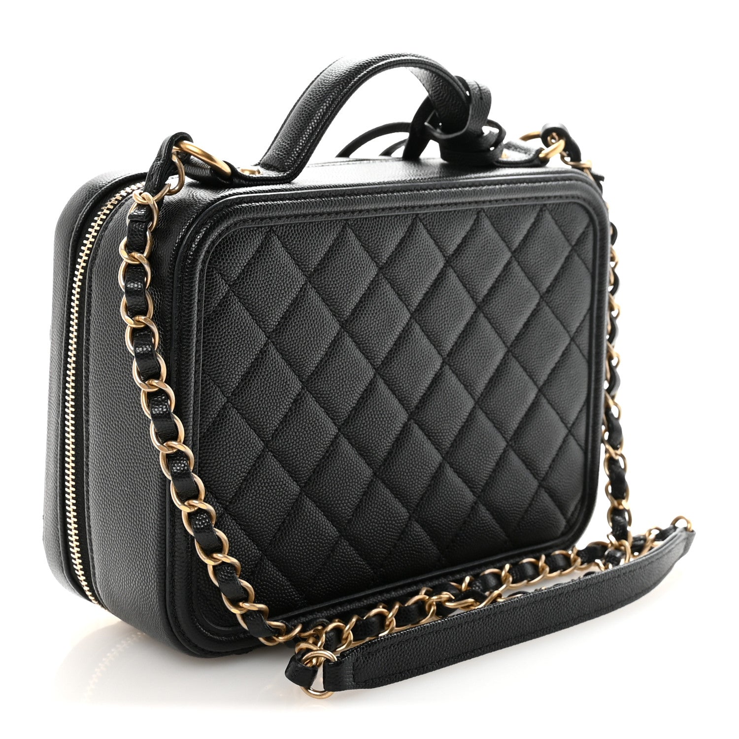 Chanel Caviar Quilted Medium CC Filigree Vanity Case Black 3 of 11