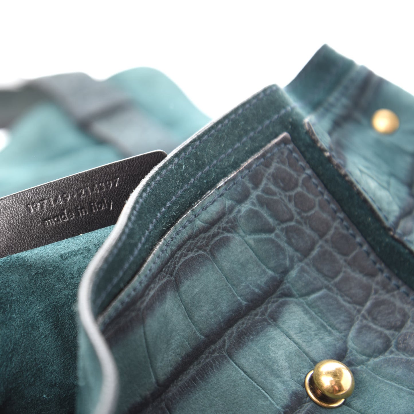 Crocodile Embossed Nubuck Calfskin Medium Muse Two Green