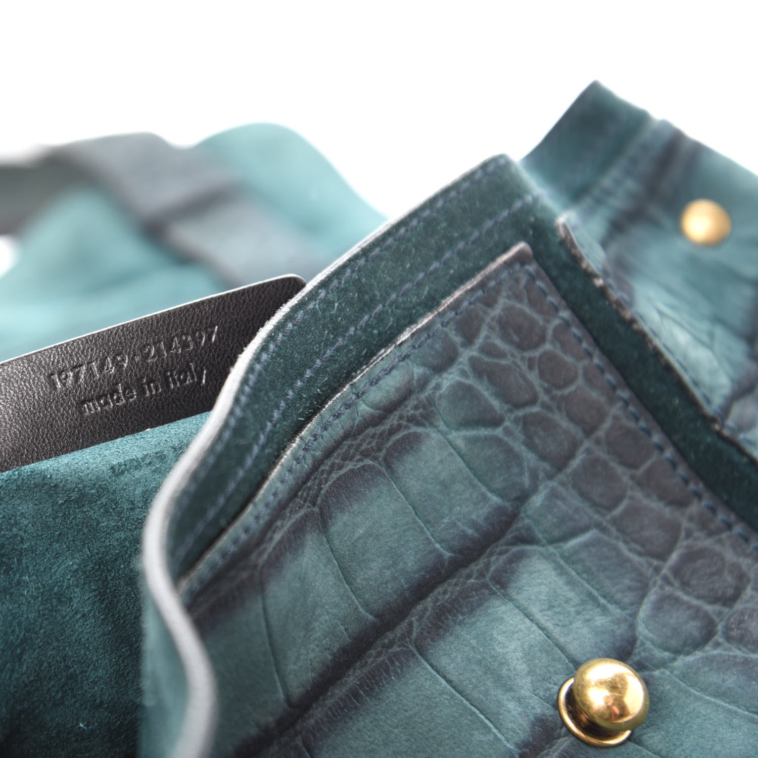 Saint Laurent Crocodile Embossed Nubuck Calfskin Medium Muse Two Green 9 of 10
