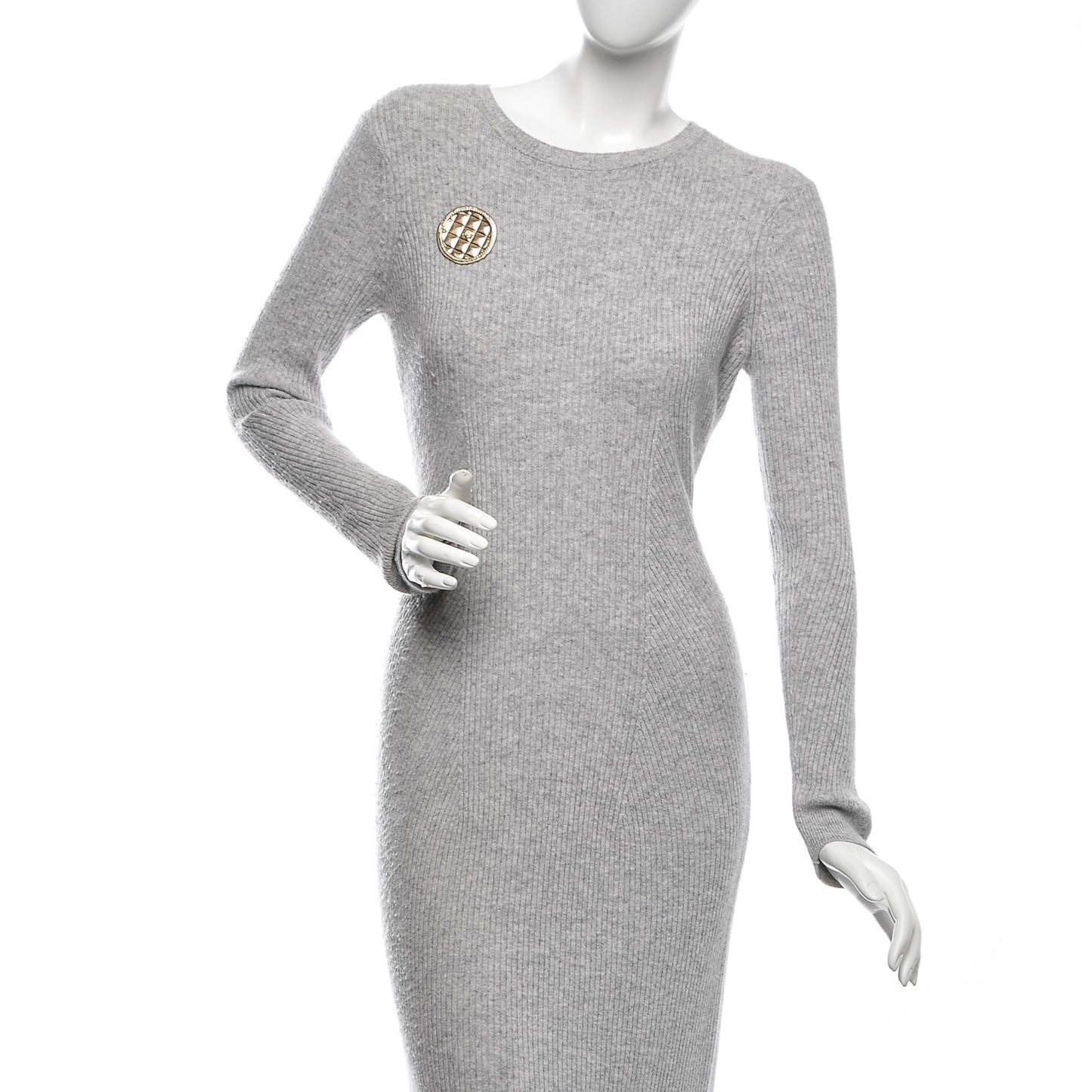 Quilted CC Brooch Pin Gold