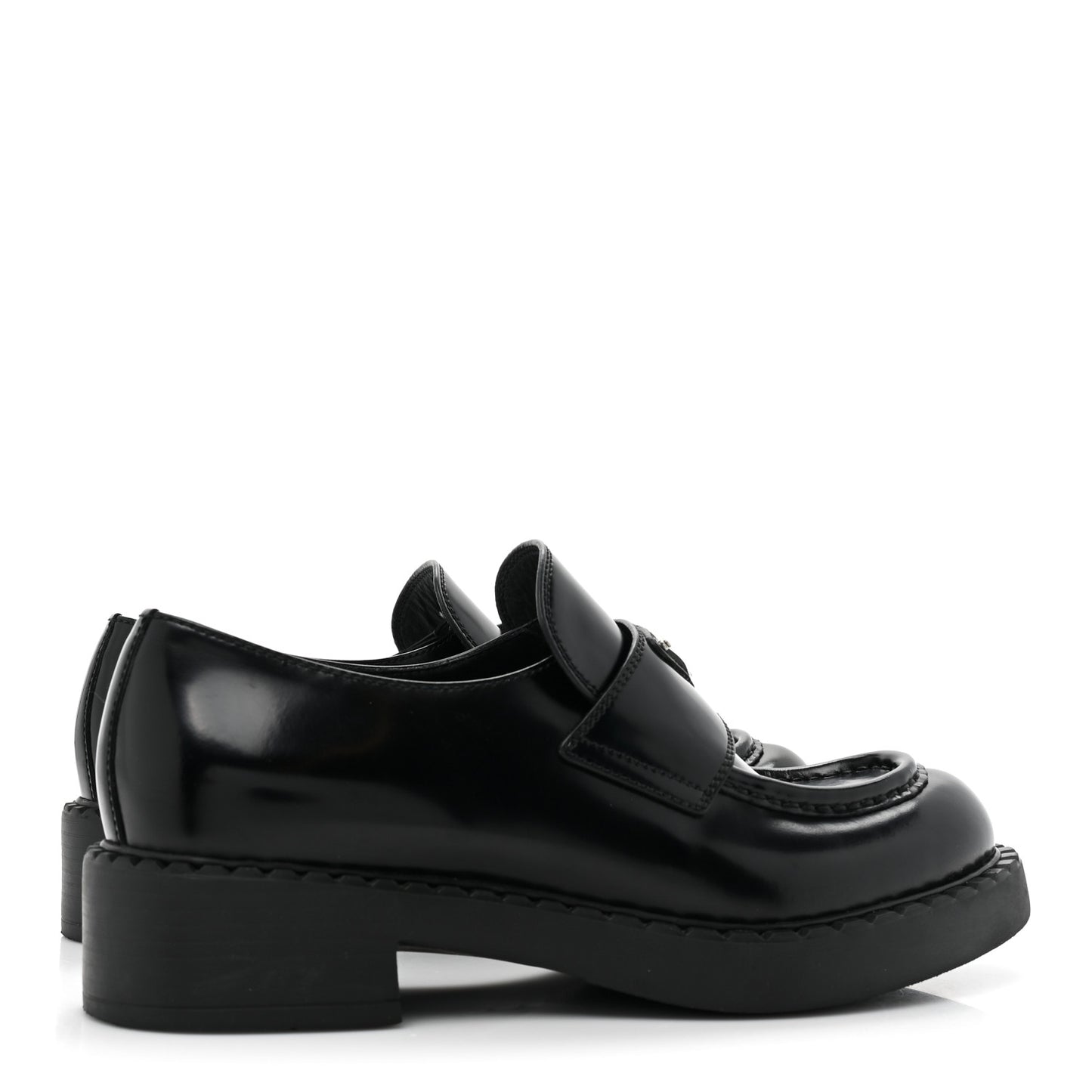 Spazzolato Metal Triangle Logo 50mm Loafers 38 Black