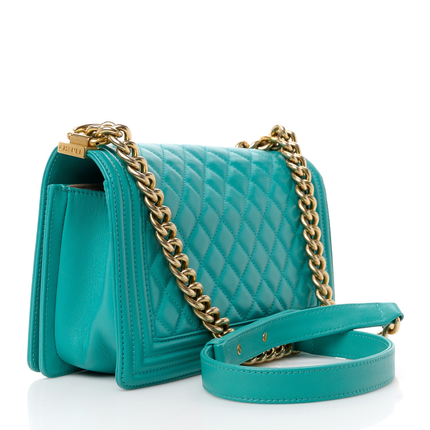 Chanel Calfskin Quilted Medium Boy Flap Turquoise 3 of 12