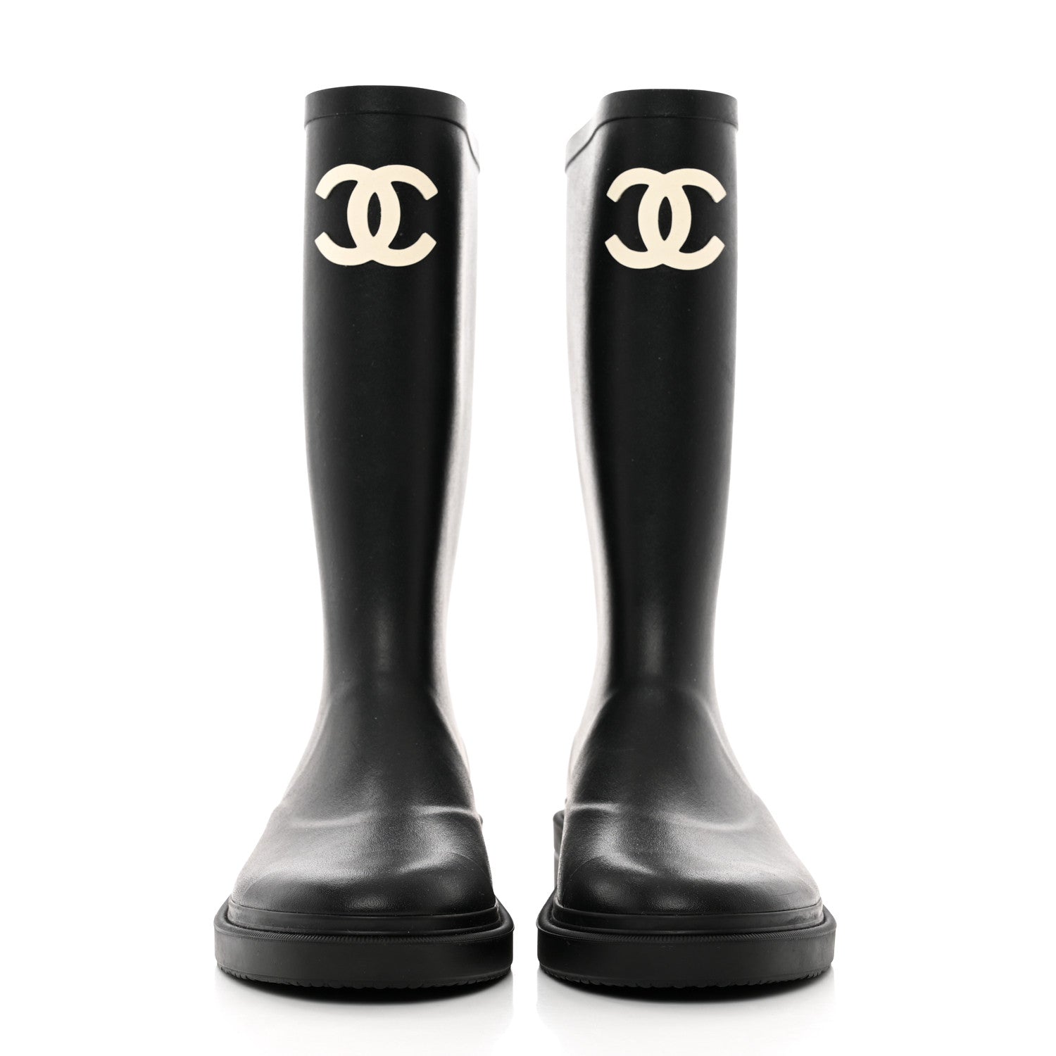 Chanel Caoutchouk CC High Boots 37 Black 2 of 8