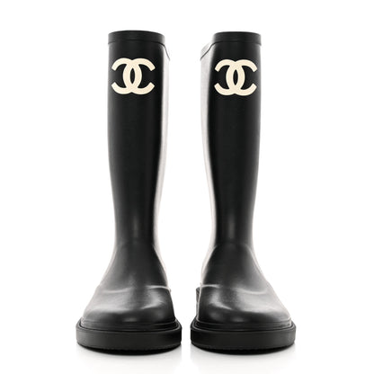 Chanel Caoutchouk CC High Boots 37 Black 2 of 8