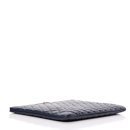 Chanel Lambskin Quilted Large Boy Cosmetic Case Navy 4 of 7