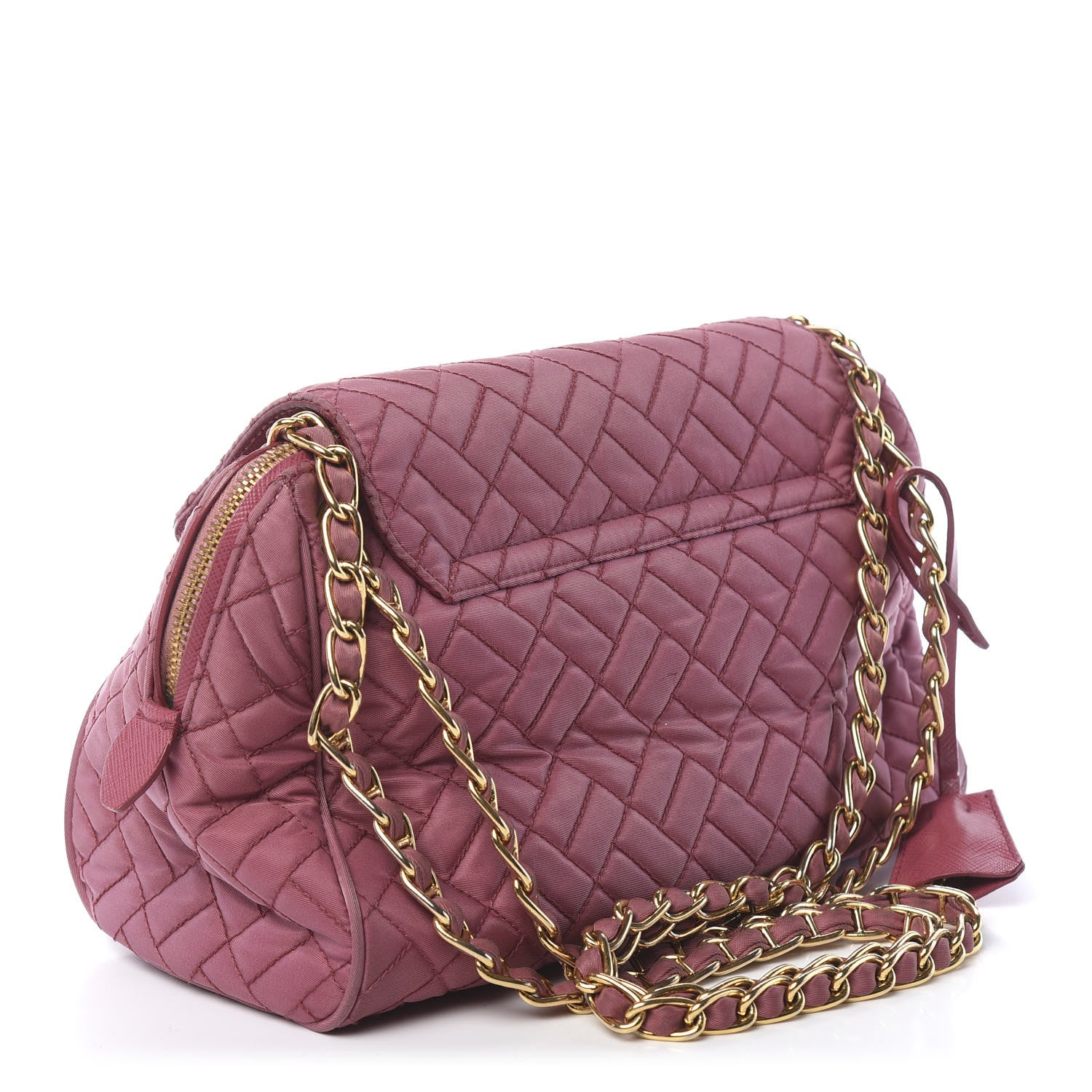 Prada Nylon Tessuto Impunture Quilted Flap Pink 3 of 10
