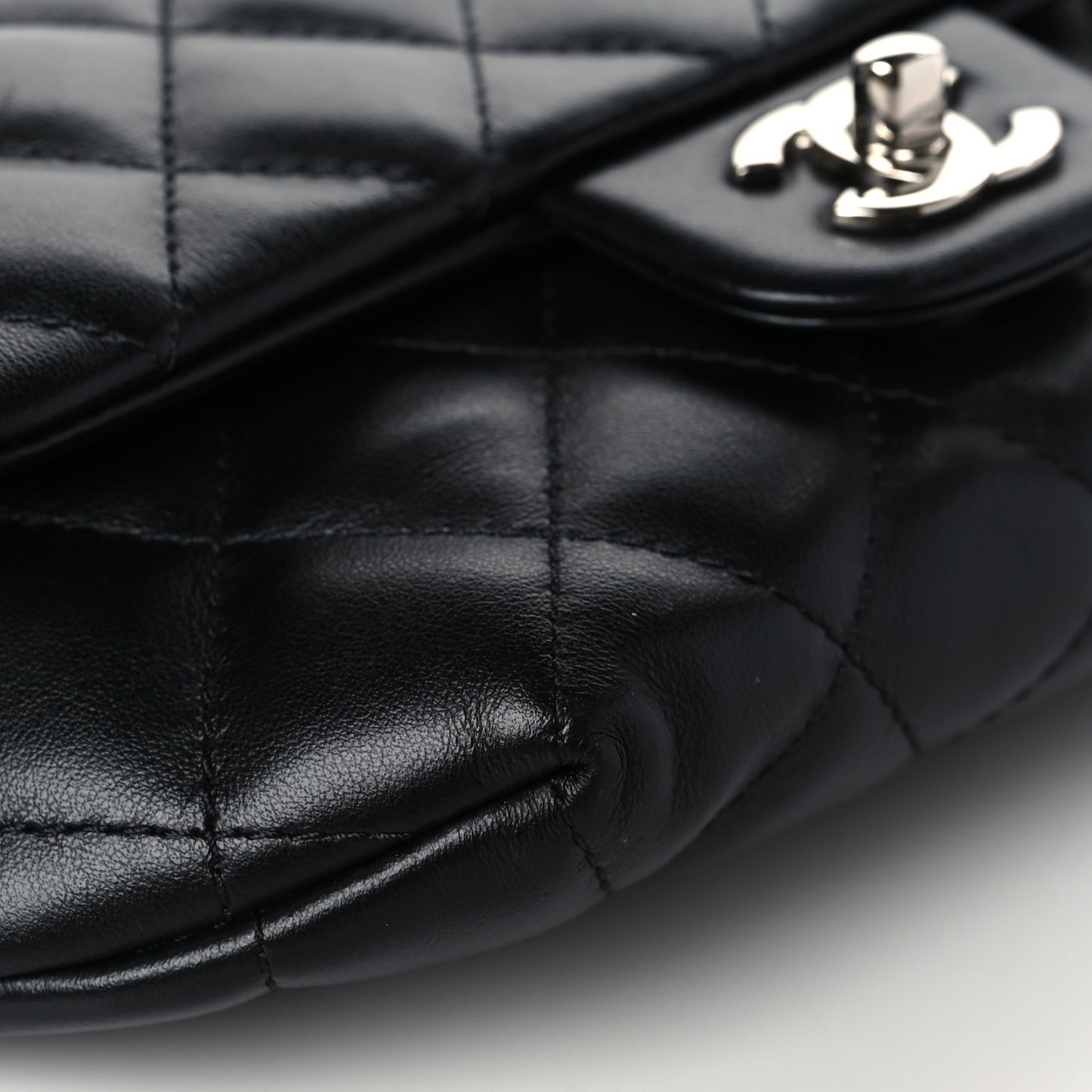 Calfskin Quilted CC Uniform Flap Belt Bag Black