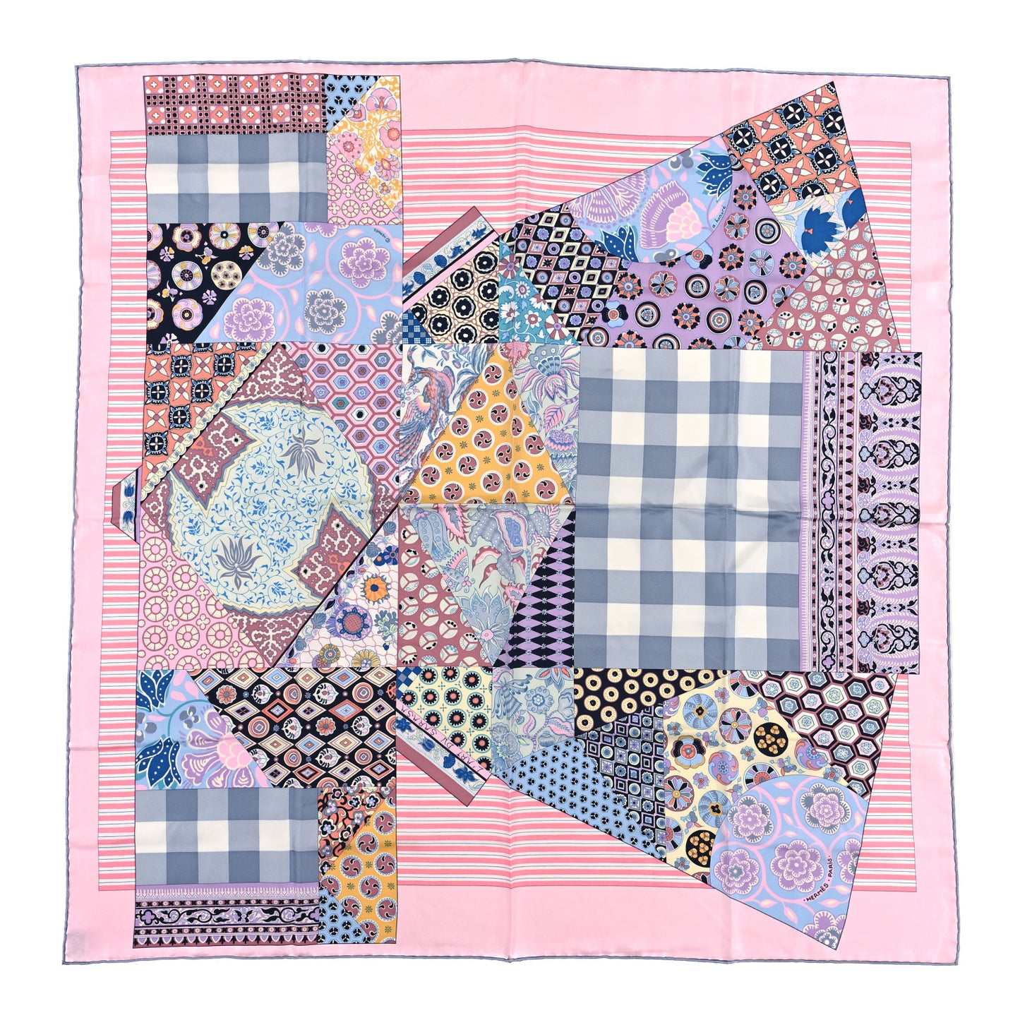 Silk L'art Du Sarasa Scarf 90 Rose Pale Gris Perle Mauve