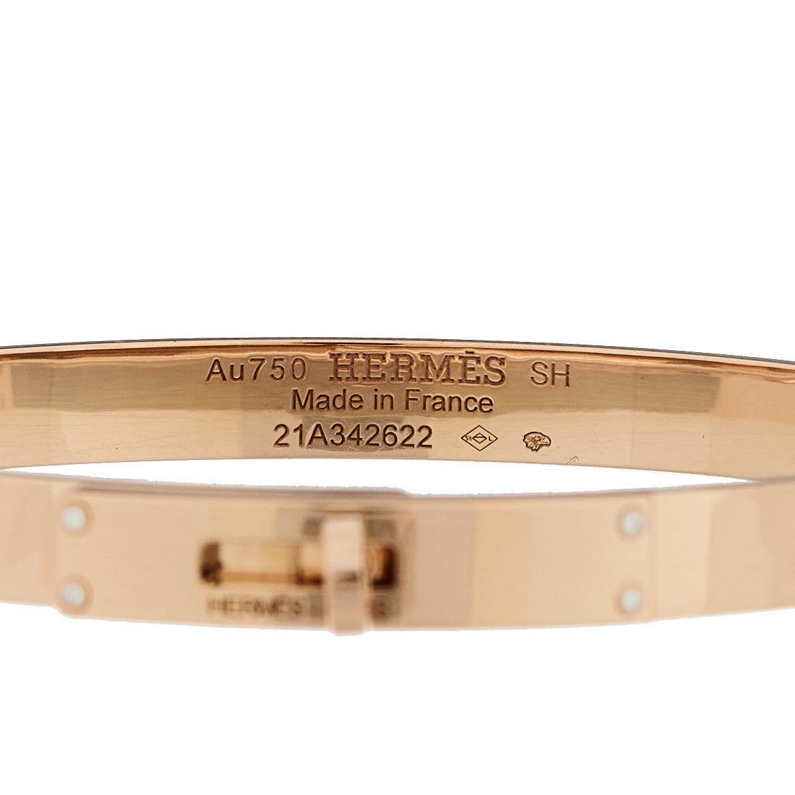 Hermes 18K Rose Gold Diamond PM Kelly Bracelet SH 3 of 4