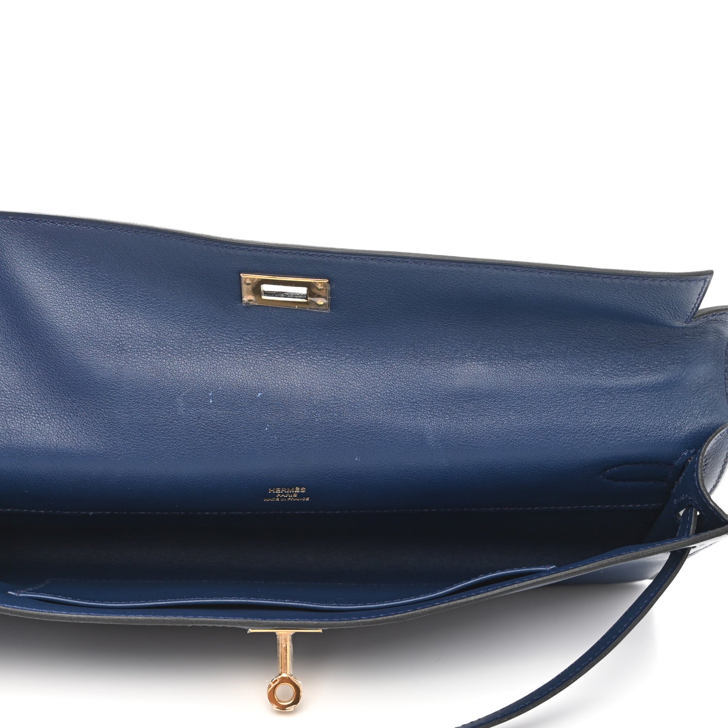 Hermes Swift Kelly Cut Clutch Pochette Bleu De Malte 7 of 11