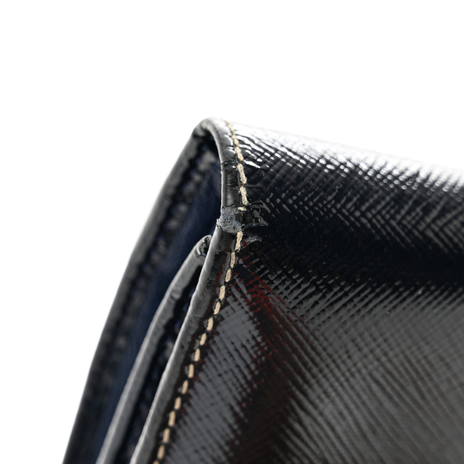 Prada Saffiano Vernice Tri-Fold Compact Wallet Navy Blue 7 of 12