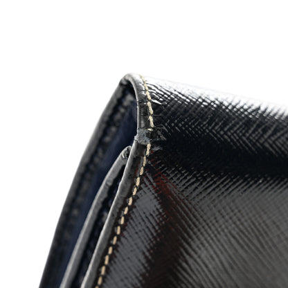 Prada Saffiano Vernice Tri-Fold Compact Wallet Navy Blue 7 of 12