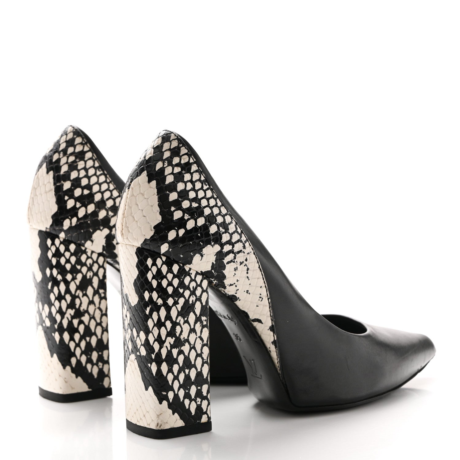 Louis Vuitton Calfskin Snakeskin Embossed Matchmake Pumps 35 Black White 5 of 12