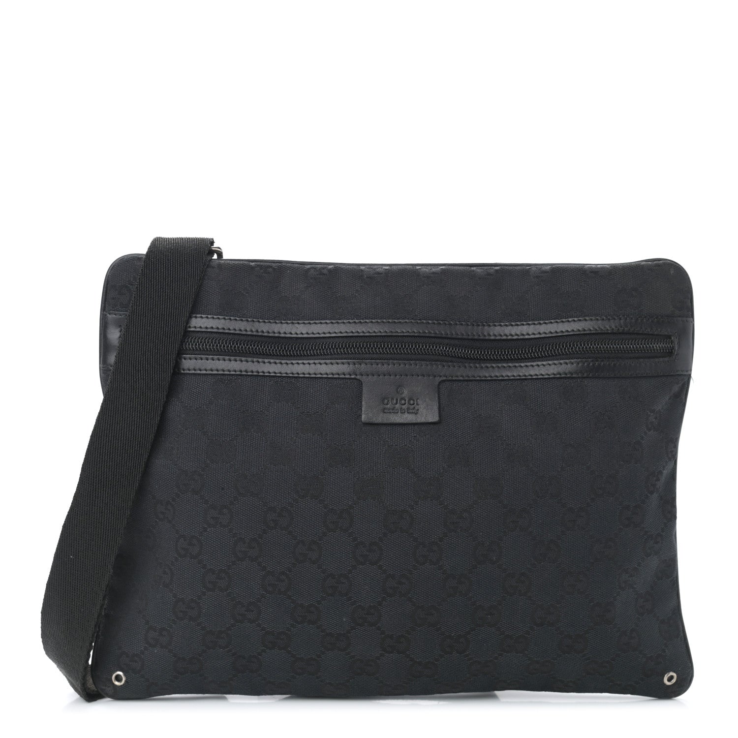 Gucci Monogram Flat Messenger Bag Black 1 of 9