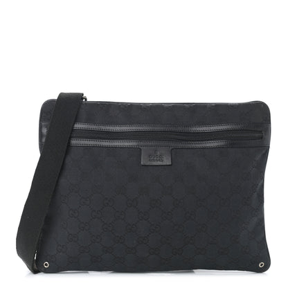 Gucci Monogram Flat Messenger Bag Black 1 of 9