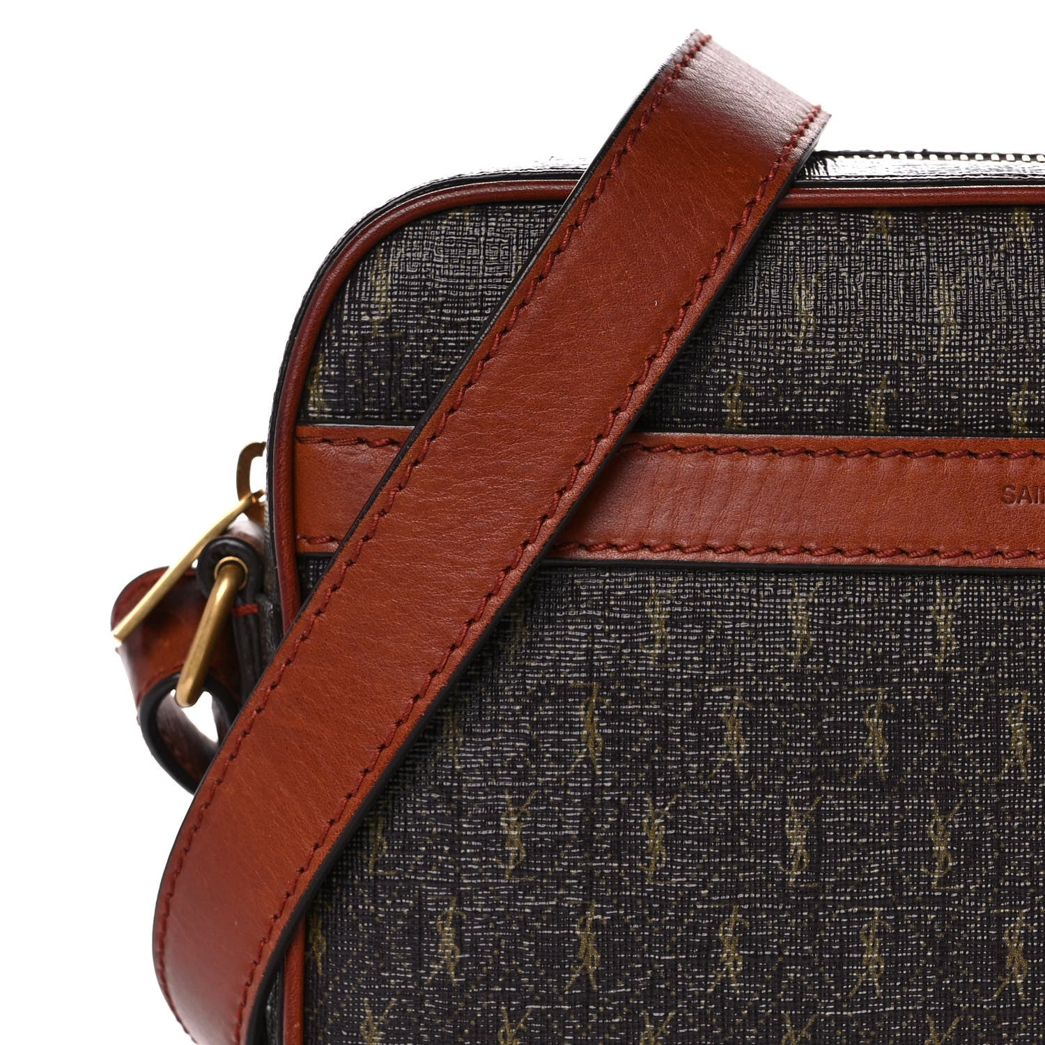 Saint Laurent Canvas Smooth Calfskin Le Monogramme Camera Bag Chestnut 8 of 11