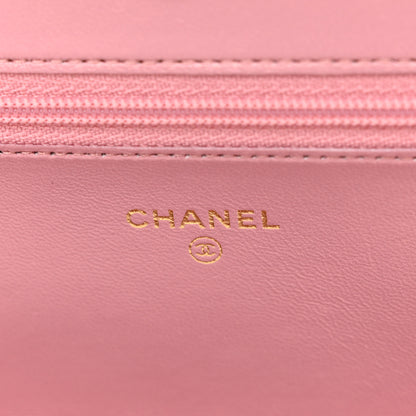 Chanel Metallic Lambskin Quilted Boy Wallet On Chain WOC Pink 6 of 12