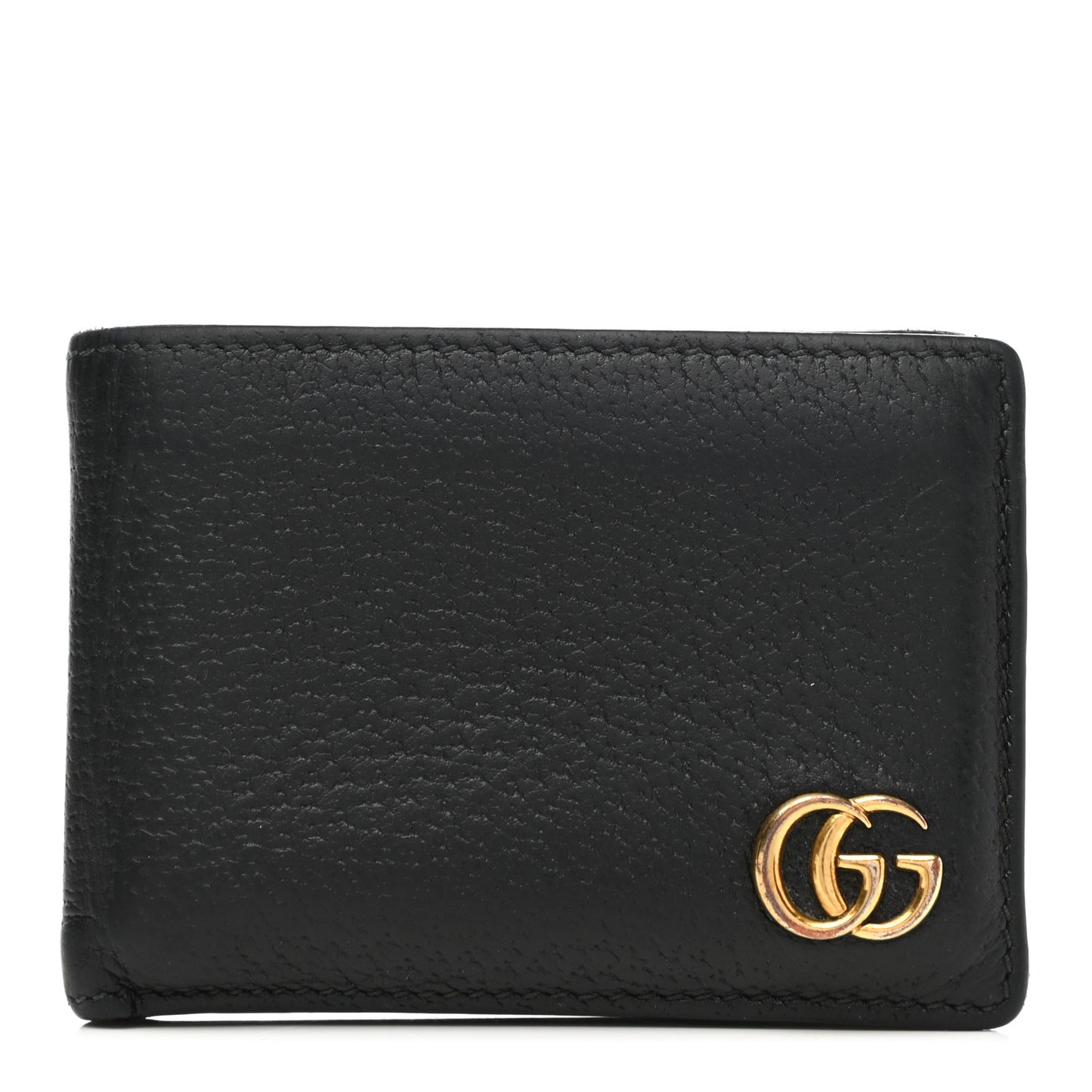 Calfskin Boar Effect GG Marmont Bi-Fold Wallet Black