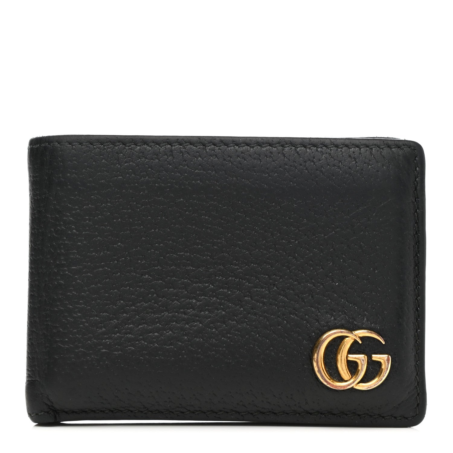 Gucci Calfskin Boar Effect GG Marmont Bi-Fold Wallet Black 1 of 12