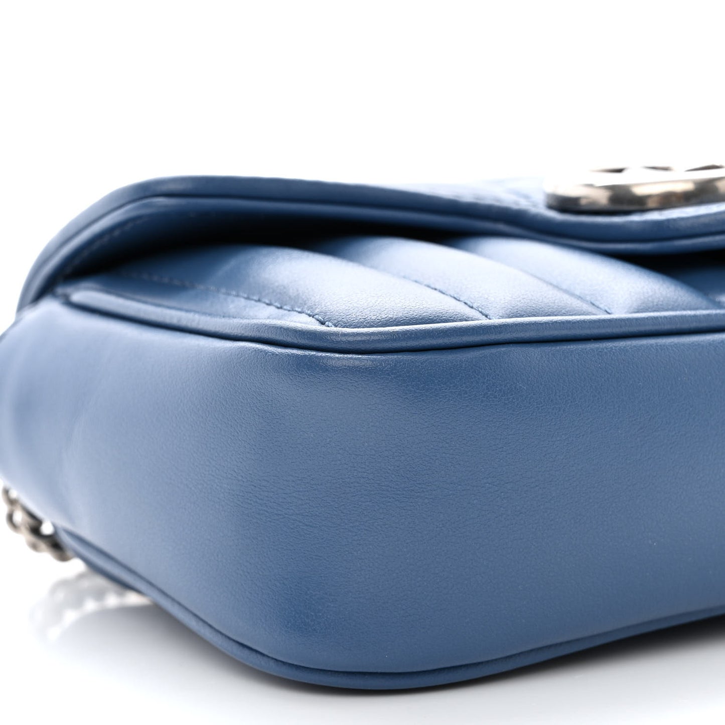 Calfskin Matelasse Aria Super Mini GG Marmont Shoulder Bag Clear Blue