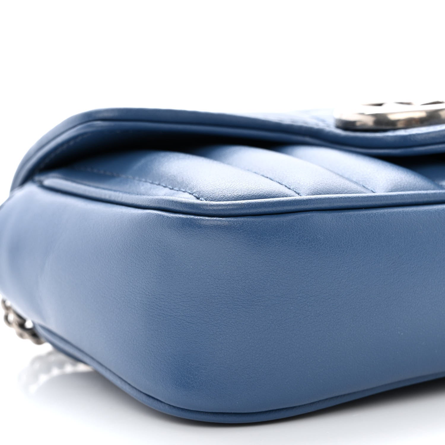 Gucci Calfskin Matelasse Aria Super Mini GG Marmont Shoulder Bag Clear Blue 9 of 10