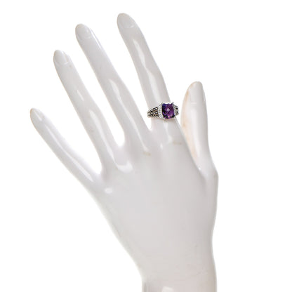David Yurman Sterling Silver Diamond Amethyst 10mm Petite Wheaton Ring 51 5.75 2 of 5