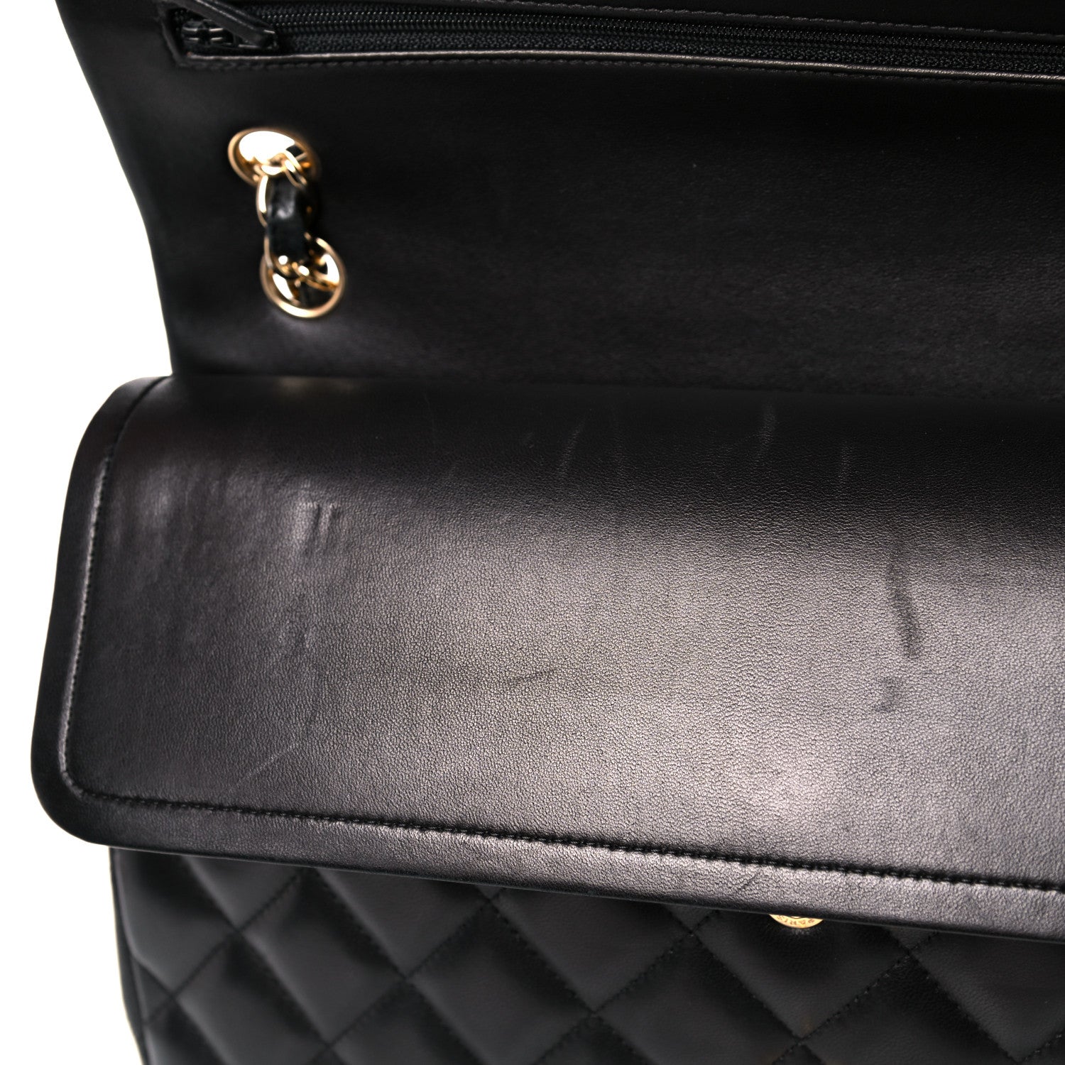 Chanel Lambskin Quilted Jumbo Double Flap Black 12 of 13