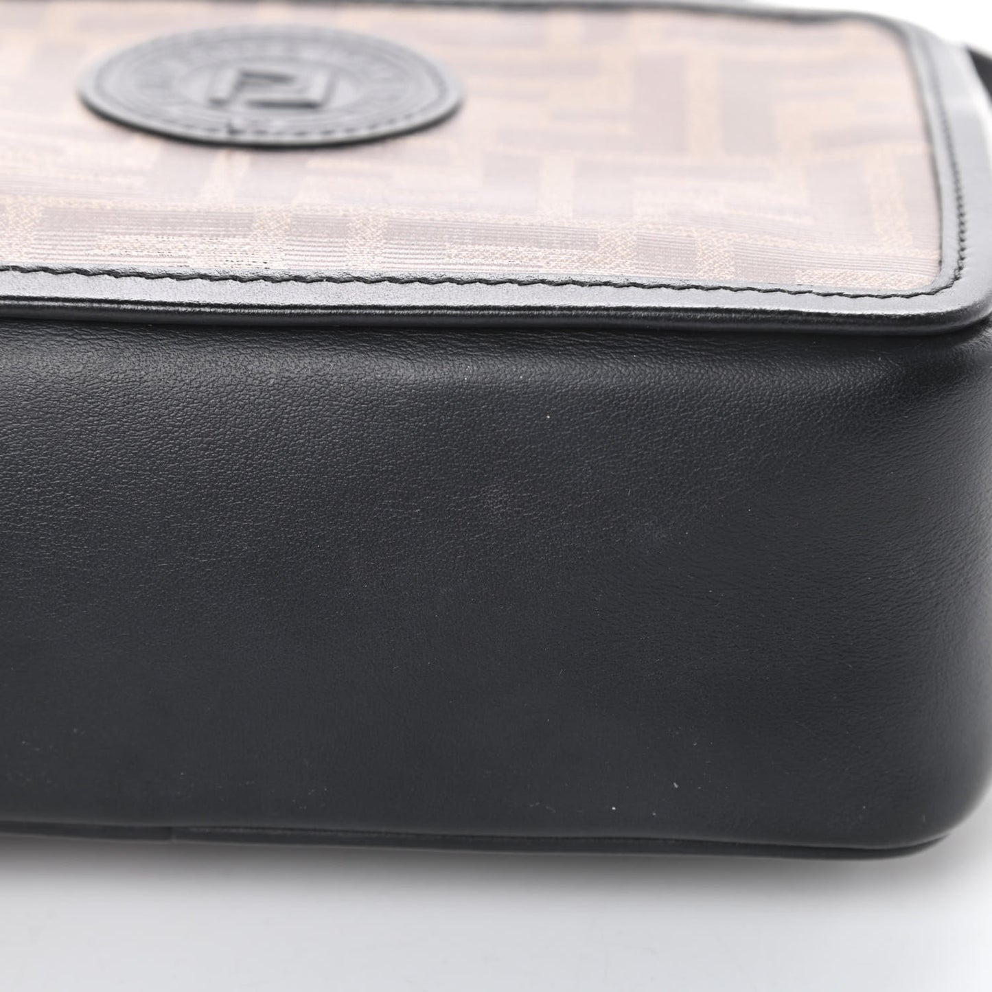 Glazed Fabric Vitello Century FF 1974 Stamp Patch Mini Camera Case Mogano Panna Black
