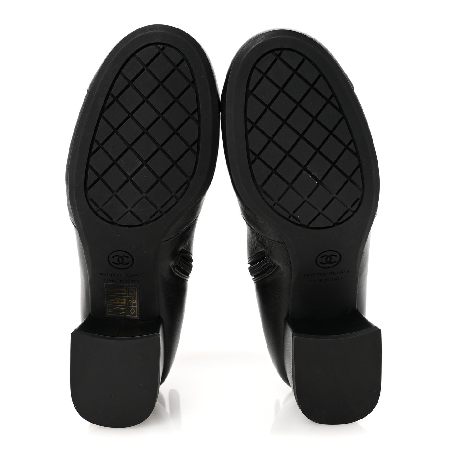 Stretch Lambskin Cap Toe CC Uniform Short Boots  35 Black