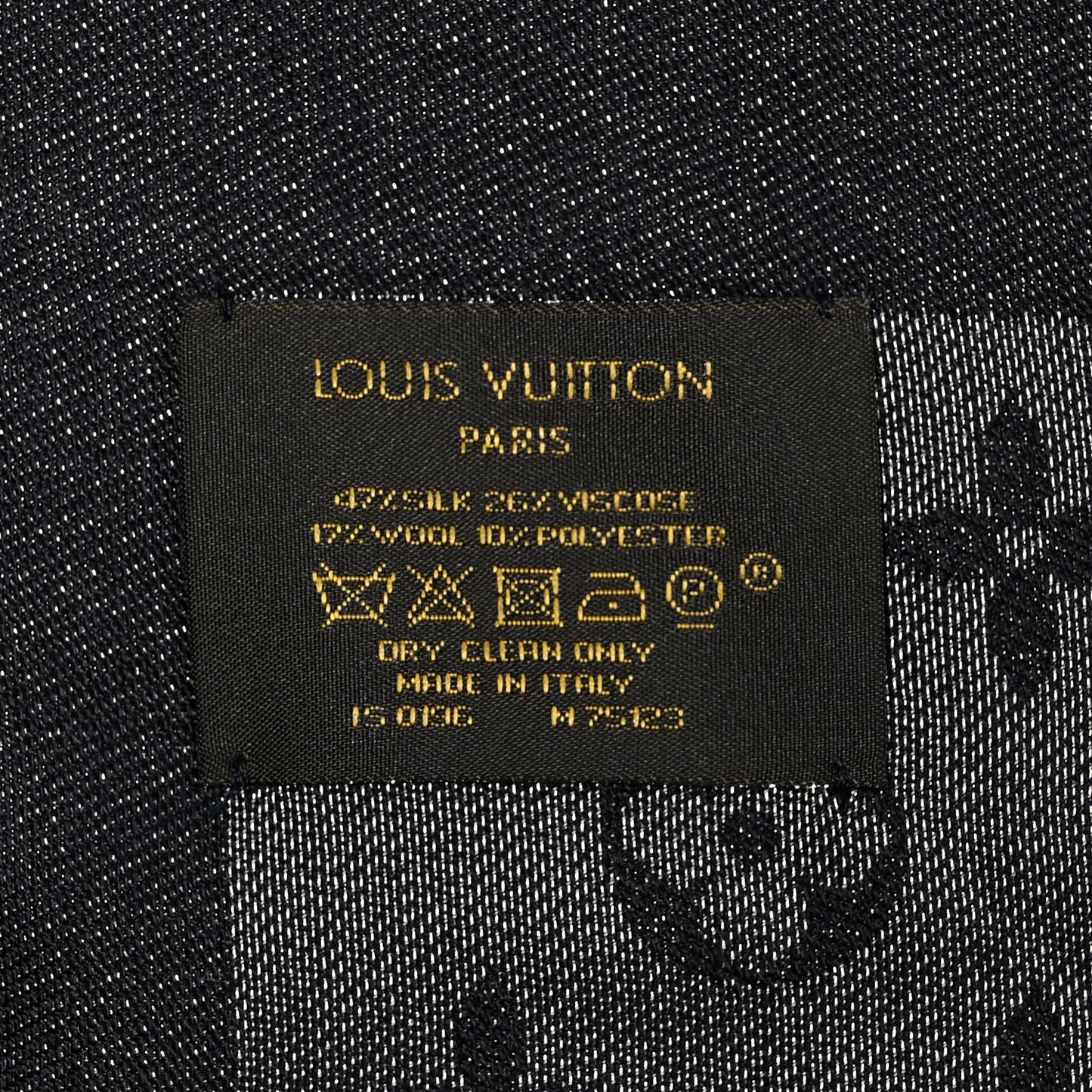 Silk Lurex Wool Monogram Shine Shawl Black