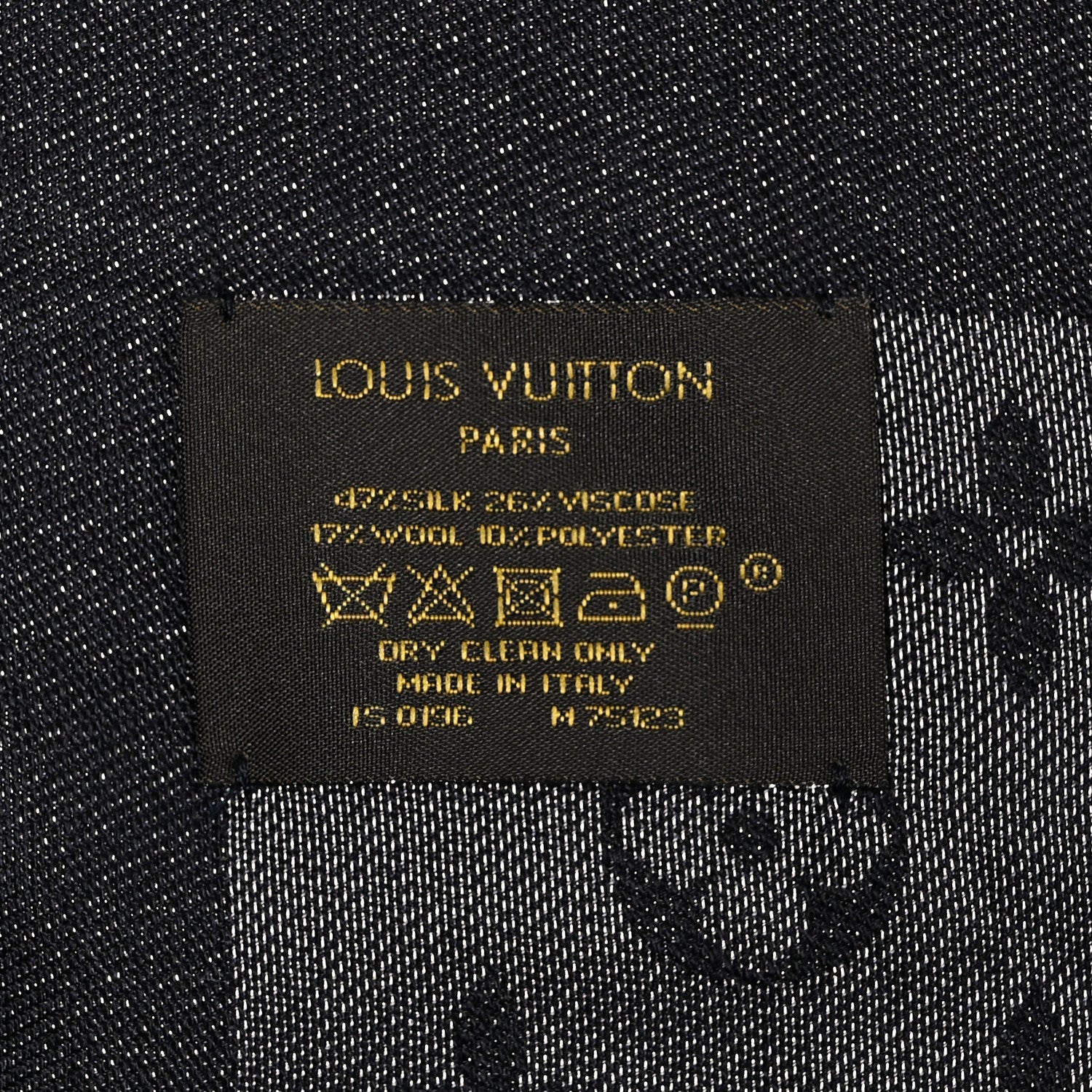 Louis Vuitton Silk Lurex Wool Monogram Shine Shawl Black 3 of 3