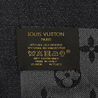 Louis Vuitton Silk Lurex Wool Monogram Shine Shawl Black 3 of 3