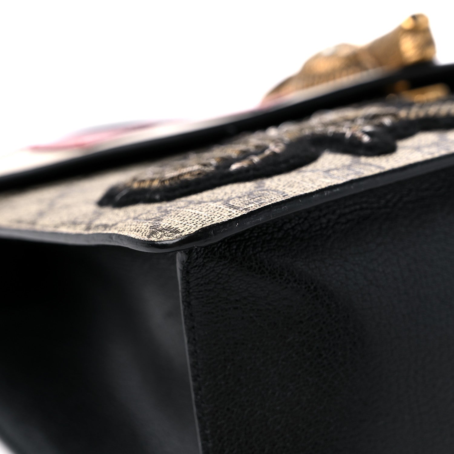 Gucci GG Supreme Monogram Goatskin Pearl Embroidered Medium Fox Broche Top Handle Bag Beige Ebony Black Hibiscus Red Mystic White 8 of 19