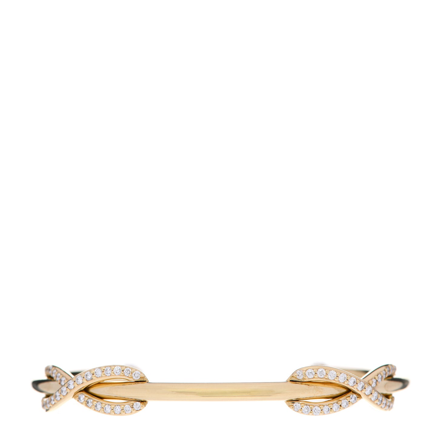 18K Yellow Gold Diamond Double Infinity Cuff Bracelet