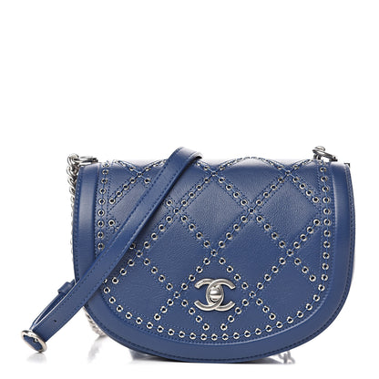 Chanel Calfskin Coco Eyelets Small Flap Bag Blue 1 of 10